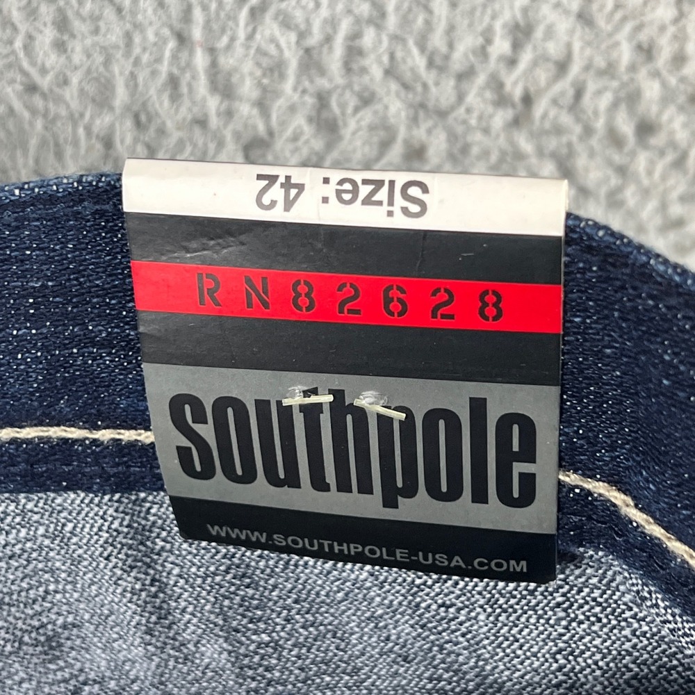 NWT Southpole Mens Denim Shorts Sz 42 Dark Wash Baggy Y2K Streetwear Raw Indigo - Picture 10 of 15
